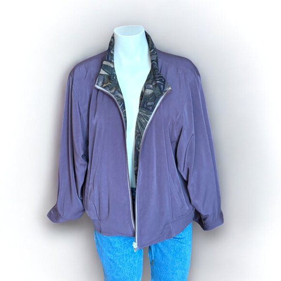Unique Tie Material Design Reversible Jacket Purple Jacket, Reversible, Zip-Up, - Picture 2 of 12